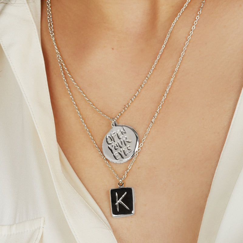 Open/Close Your Eyes Pendant in Silver