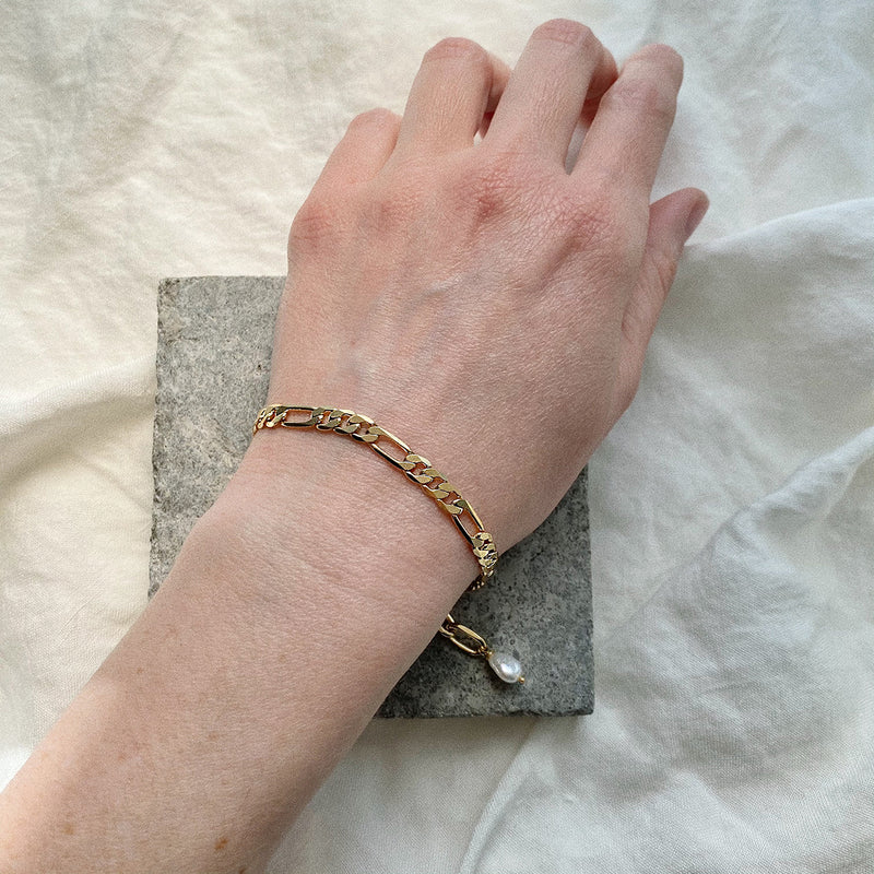 Pearl Figaro Bracelet in Silver