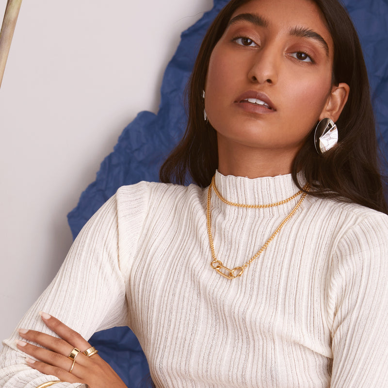 Plait Necklace in Rhodium