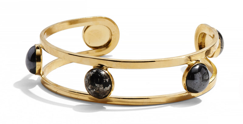 Revolve Cuff in Gold with Pyrite and Hematite