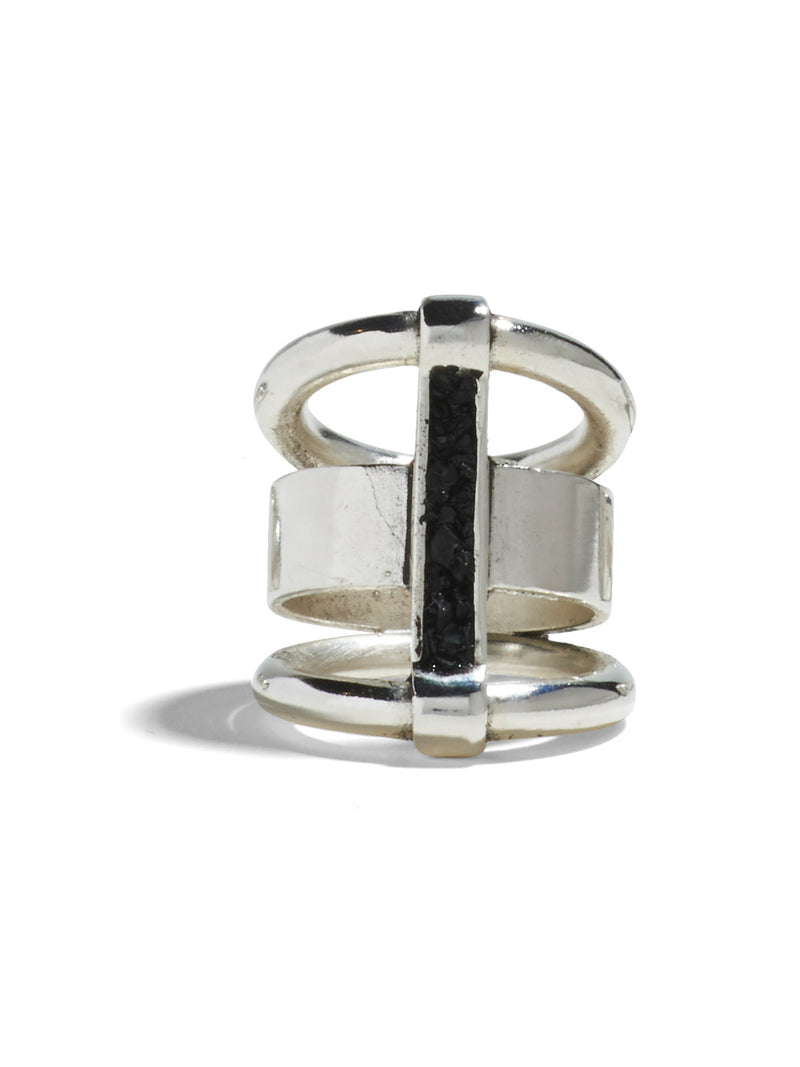 Channel Ring in Silver/Jet