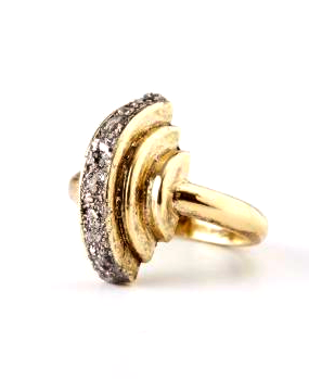 Crescent Ring in Gold with Bismuth