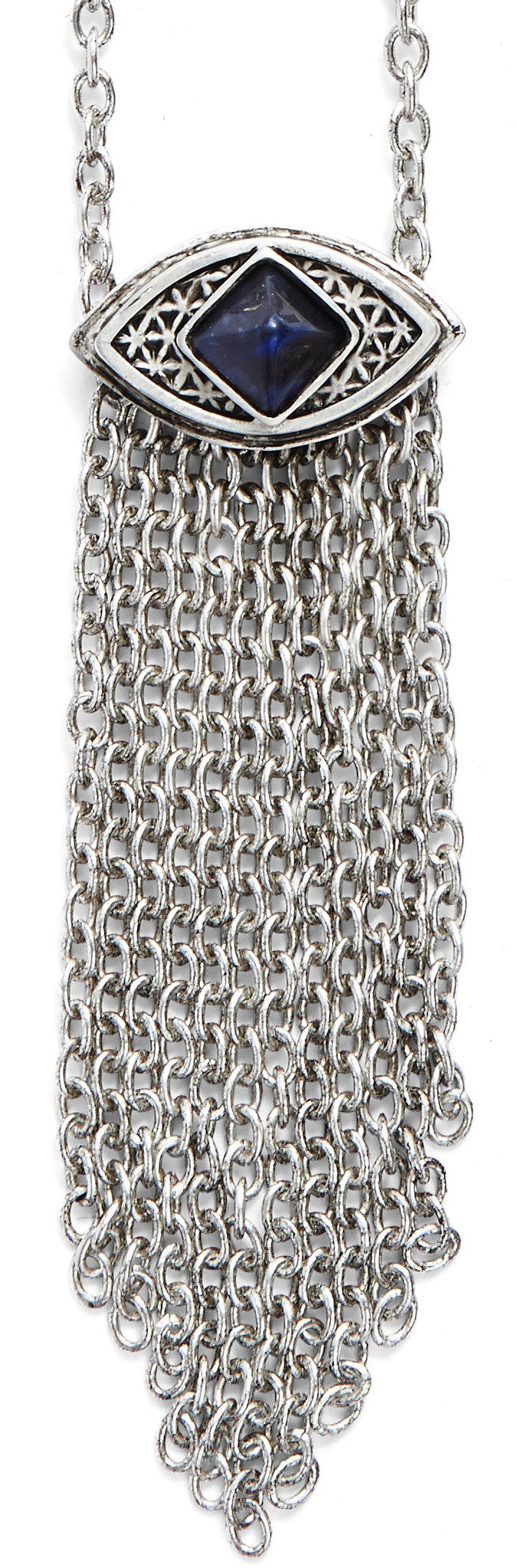 Lucid Fringe Necklace in Silver with Sodalite