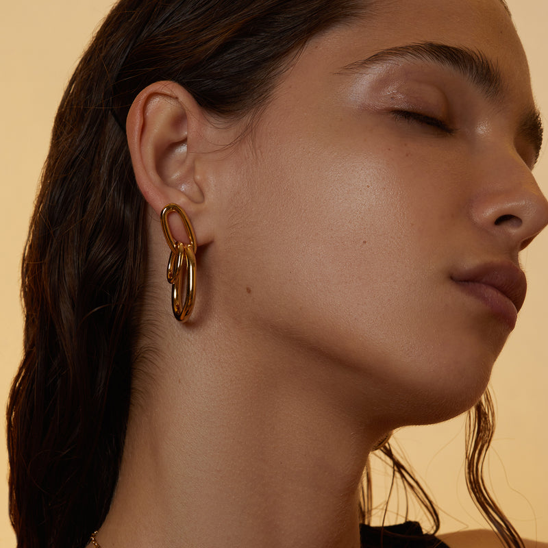 Slant Hoops in Gold