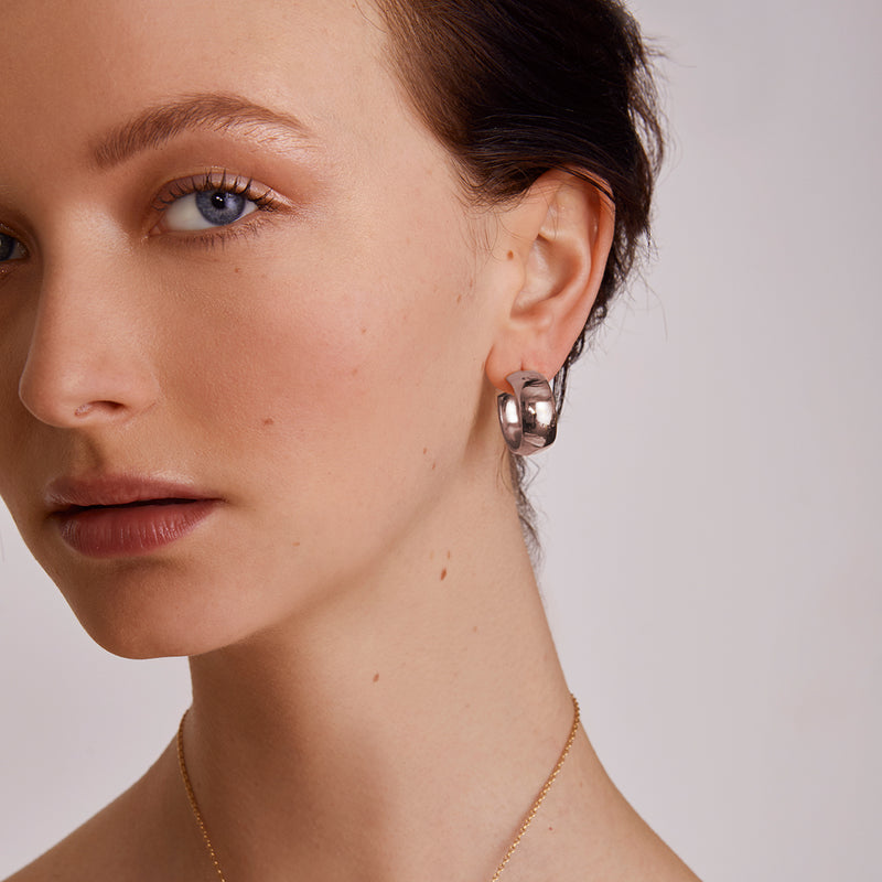 Small Dome Hoop in Silver