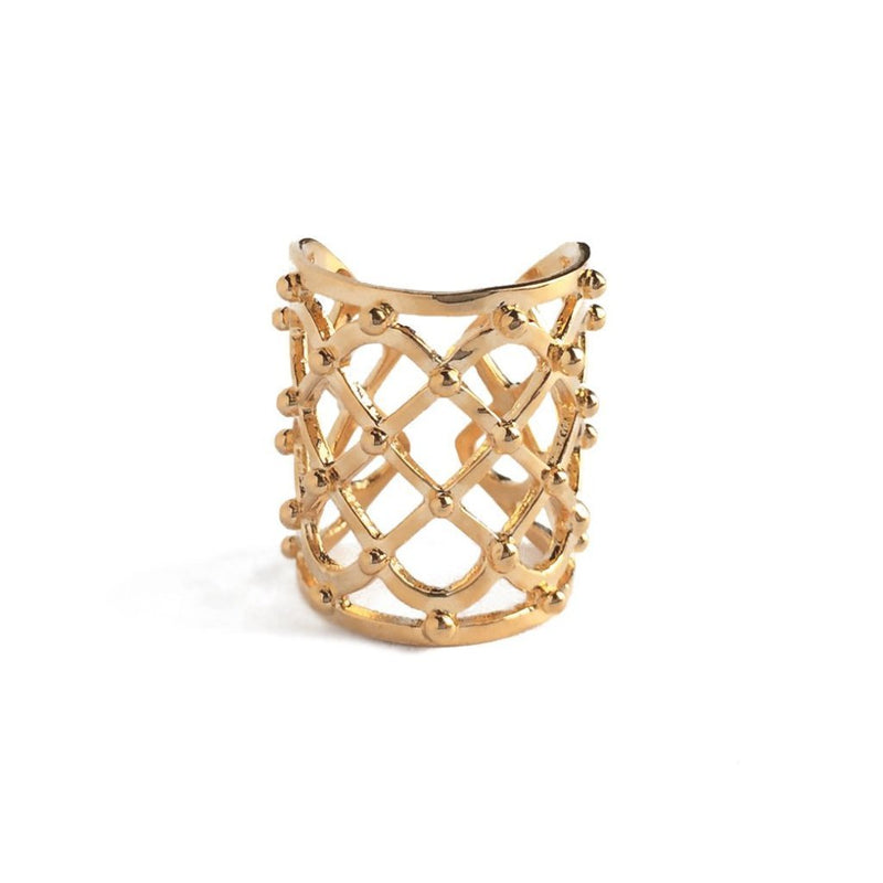 Studded Lattice Ring in Gold