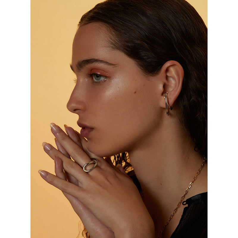 Lady Grey Torque Earring in Silver