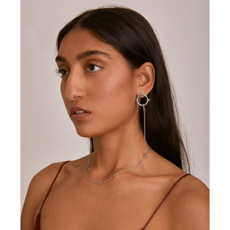 The Earring Necklace in Rhodium