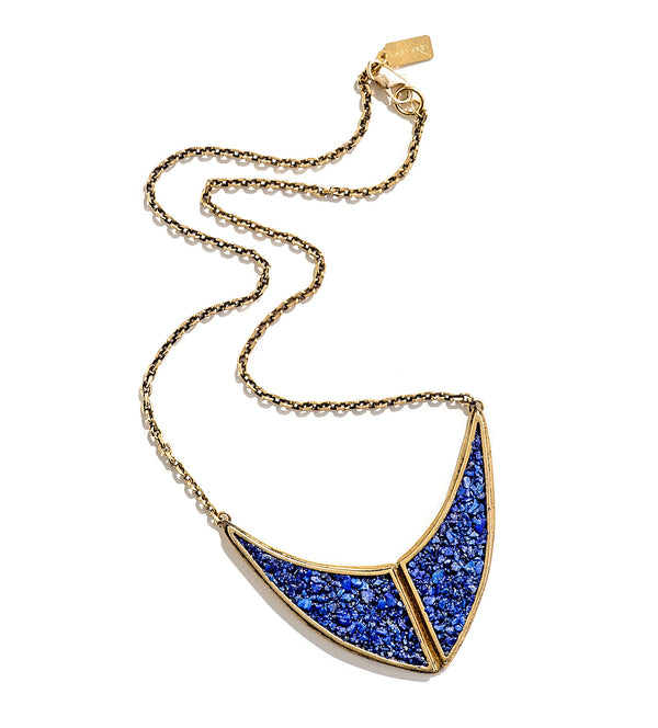 Vex Crest Necklace in Gold with Crushed Lapis