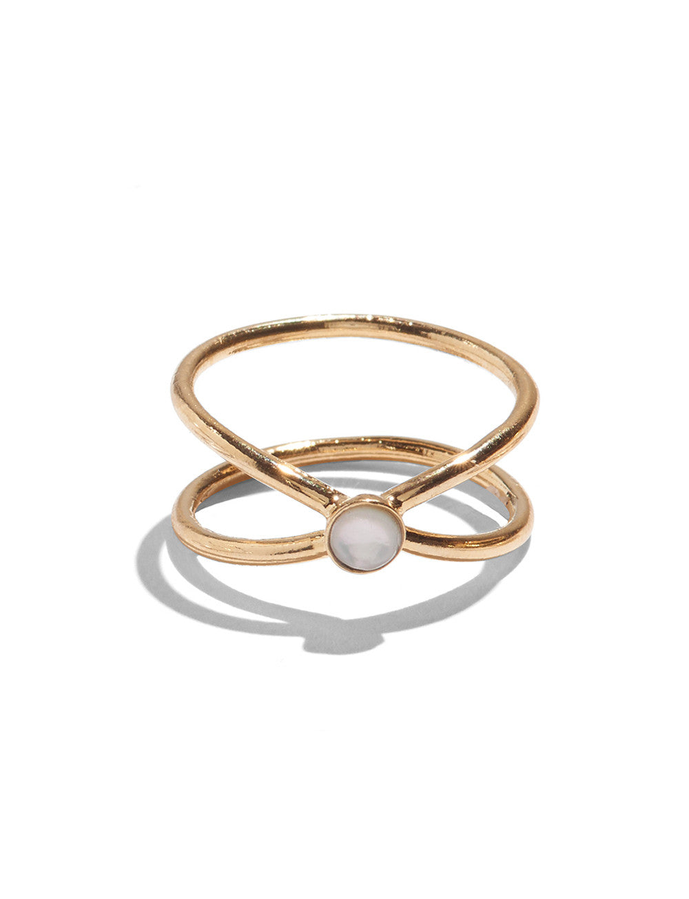 Aurora Ring in Gold Vermeil with White Mother of Pearl