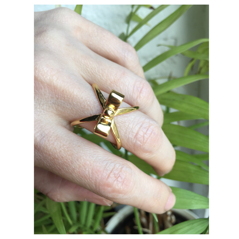 Lady Grey Jewelry Cross Bow Ring in Gold