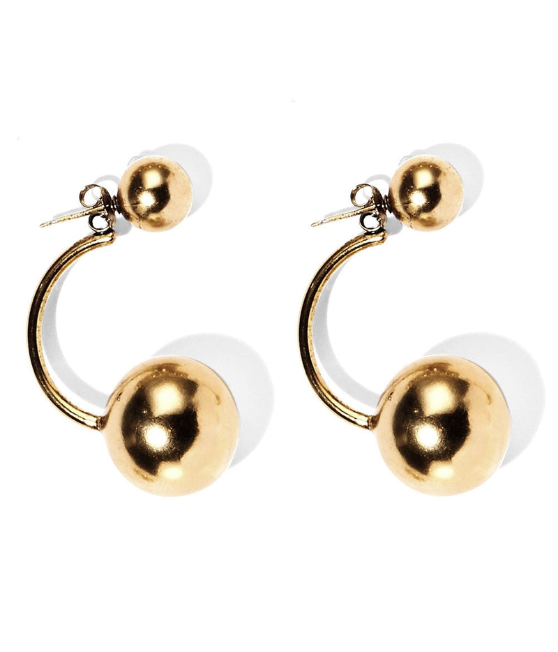 Double Sphere Earrings in Gold