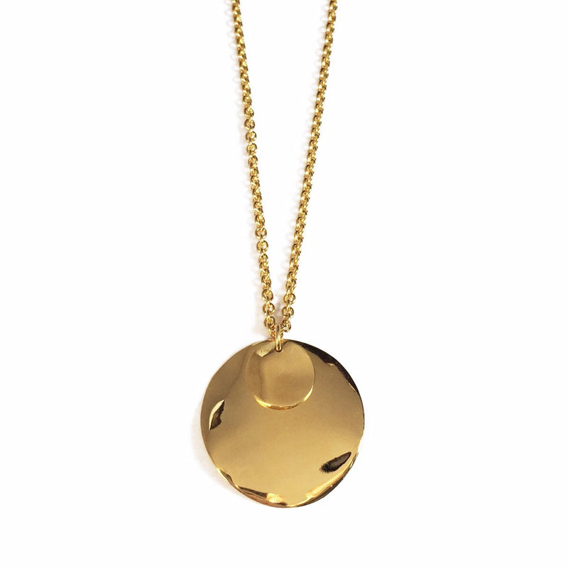 Wave Disc Necklace in Gold