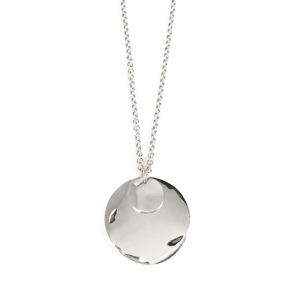 Wave Disc Necklace in Silver