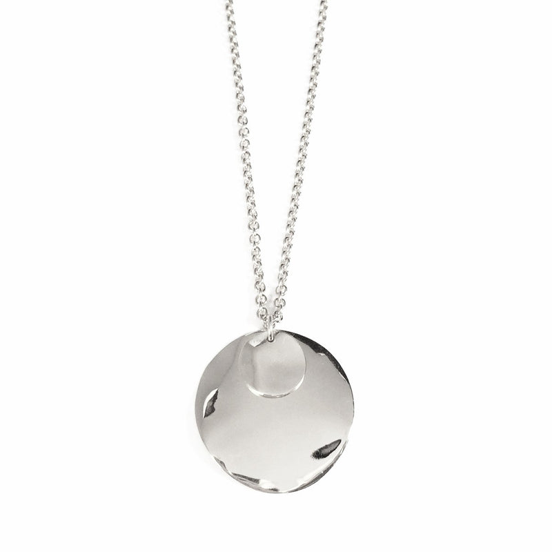 Wave Disc Necklace in Silver