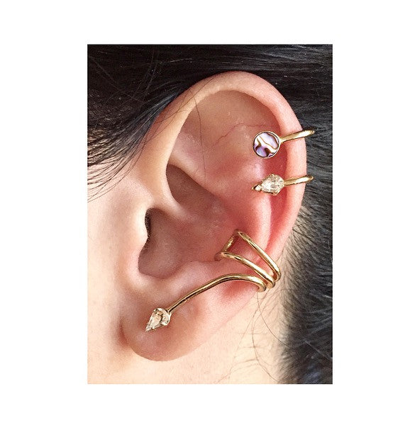 Spiral Ear Cuff in Gold with Crystal