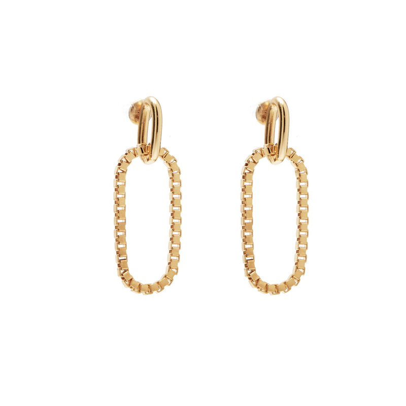 Lady Grey Jewelry Box Link Earrings in Gold