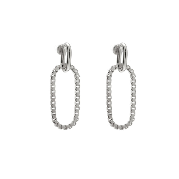 Lady Grey Jewelry Box Link Earrings in Rhodium