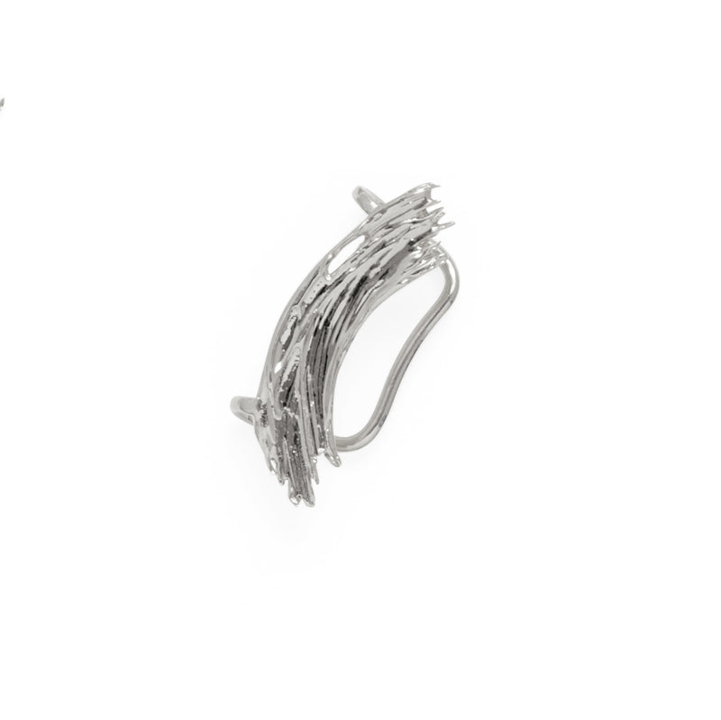 Lady Grey Jewelry Brushstroke Ear Cuff in Rhodium