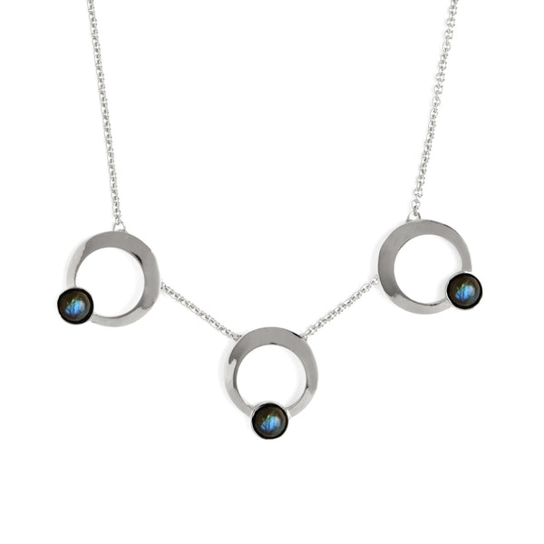 Lady Grey Jewelry Triple Halo Necklace in Silver