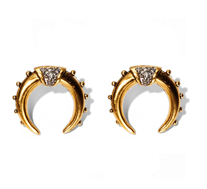 *Mini Crescent Earrings Gold Bismuth