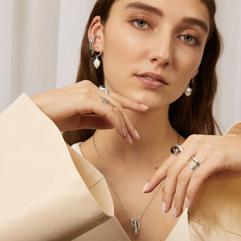 Offset Earring in Silver