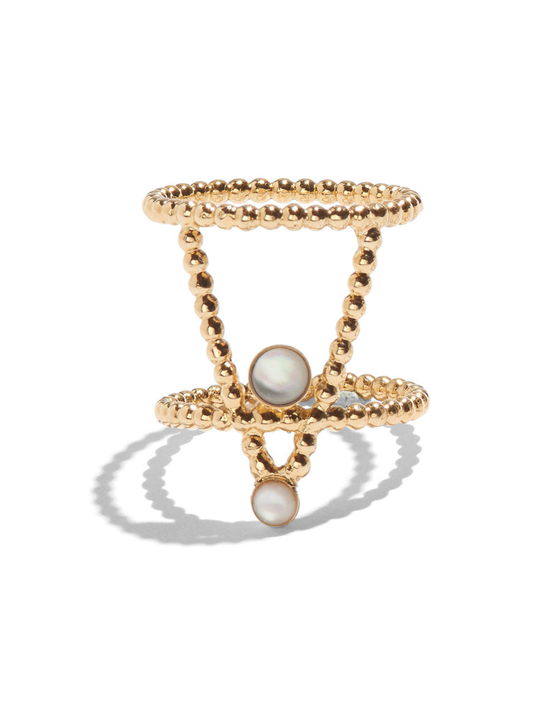 Pinnacle Ring in Gold Vermeil w/ White Mother of Pearl