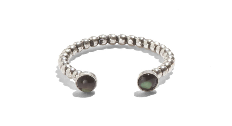 Duo Ring in Sterling Silver with Black Mother of Pearl