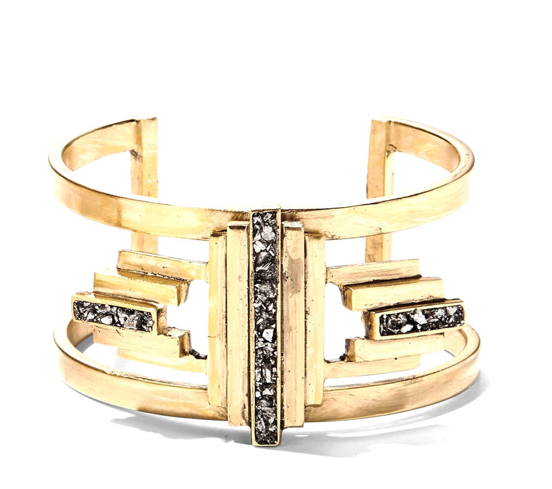 Stepped Channel Cuff in Gold with Bismuth