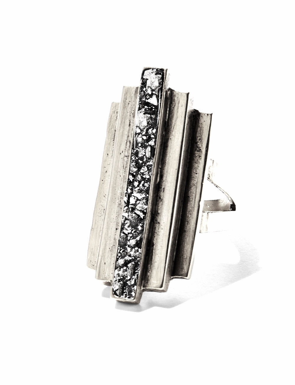 Stepped Channel Ring Silver Bismuth
