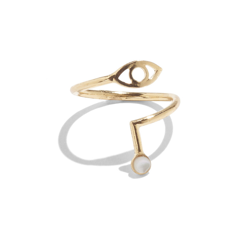 Teardrop Ring in Gold Vermeil /White Mother of Pearl